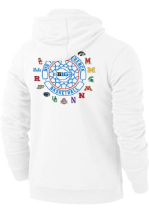 Mens White Big Ten 2025 Big Ten Basketball Tournament Hooded Sweatshirt