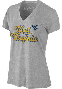 West Virginia Mountaineers Womens Grey Neck Ss Short Sleeve T-Shirt