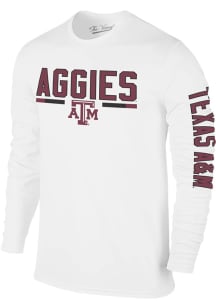 Texas A&amp;M Aggies White Cotton Long Sleeve Fashion T Shirt