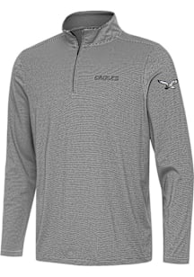 Antigua Philadelphia Eagles Mens Black Twine Retro Script Long Sleeve Qtr Zip Pullover
