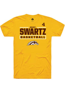 Brady Swartz Rally Mens Gold Western Michigan Broncos NIL Stacked Box Player T Shirt