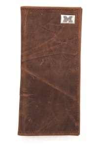 Leather Secretary Michigan Wolverines Mens Bifold Wallet - Brown