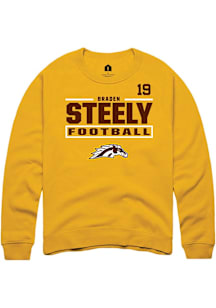 Braden Steely Rally Mens Gold Western Michigan Broncos Football NIL Stacked Box Player Crew
