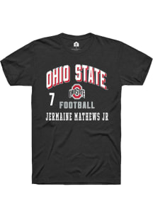 Jermaine Mathews Jr Rally Mens Black Ohio State Buckeyes NIL Arch Logo Player T Shirt