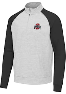 Antigua Ohio State Buckeyes Mens Black Urgent Colorblock Long Sleeve Qtr Zip Pullover