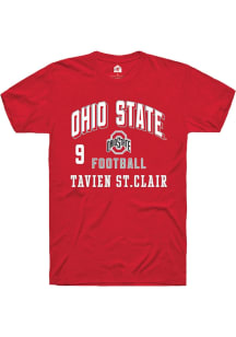 Tavien St. Clair Red Ohio State Buckeyes NIL Arch Logo Short Sleeve T Shirt
