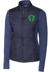 Cutter and Buck Seattle Sounders FC Womens Navy Blue Stealth Light Weight Jacket