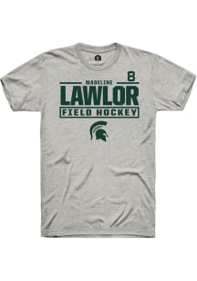 Madeline Lawlor Rally Mens Ash Michigan State Spartans NIL Stacked Box Player T Shirt