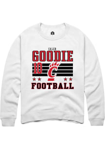 Caleb Goodie Rally Mens White Cincinnati Bearcats NIL Striped Player Crew