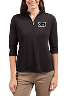 Cutter and Buck Big 12 Womens Black Virtue Eco Pique Hooded Sweatshirt