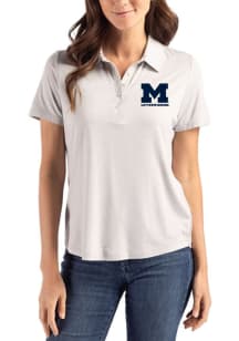 Womens Michigan Wolverines Dark Grey Cutter and Buck Letterwinners M Club Coastline Eco Short Slee..