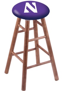 Brown Northwestern Wildcats Round Cushion Maple Pub Stool