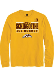 Wyatt Schingoethe Mens Gold Western Michigan Broncos NIL Stacked Box Long Sleeve Player T Shirt