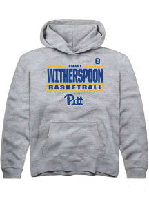 Omari Witherspoon Rally Youth Grey Pitt Panthers NIL Stacked Box Long Sleeve Player Hoodie