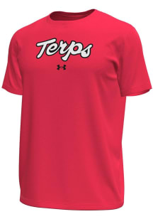 Maryland Terrapins Red Under Armour Terps Script Short Sleeve T Shirt