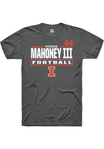 Patrick Mahoney III Rally Mens Dark Grey Illinois Fighting Illini NIL Stacked Box Player T Shirt