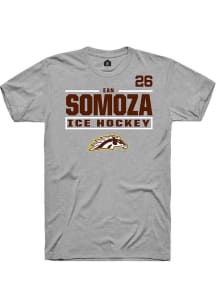 Ean Somoza Rally Mens Grey Western Michigan Broncos NIL Stacked Box Player T Shirt