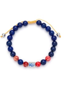 Kansas Jayhawks Stainless Steel Beaded Mens Bracelet