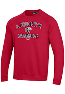 Under Armour Liberty Flames Mens Red Baseball Rival Long Sleeve Crew Sweatshirt