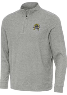Antigua San Antonio Brahmas Mens Grey Alternate Subtle Long Sleeve Qtr Zip Pullover
