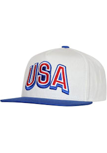 Team USA White Natural 5 Panel Snapback Mens Snapback Hat