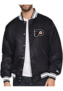 Starter Philadelphia Flyers Mens Black Triangle Satin Varisty Medium Weight Jacket
