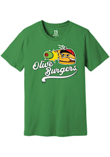 Summit Sportswear Lansing Lugnuts Green Olive Burgers Theme Night 2025 Short Sleeve T Shirt