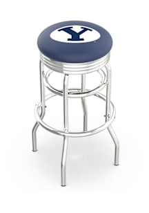 BYU Cougars Double-Ring Swivel Chrome Pub Stool - Black