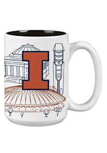 Illinois Fighting Illini 15oz Campus Line Art Ceramic Mug - White