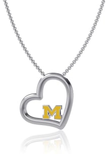 Enamel Heart Michigan Wolverines Womens Necklace - Yellow