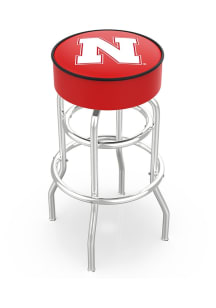 Black Nebraska Cornhuskers Double-Ring Swivel Pub Stool
