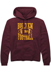 Mens Big Ten Maroon Rally Football Arch Hooded Sweatshirt