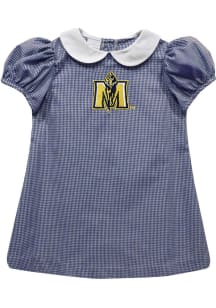Vive La Fete Murray State Racers Baby Girls Navy Blue Gingham Collar Short Sleeve Dress
