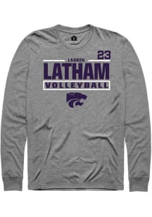 Lauren Latham Mens Graphite K-State Wildcats NIL Stacked Box Long Sleeve Player T Shirt