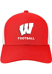 Wisconsin Badgers Football Mid Pro Snap Trucker Adjustable Hat - Red