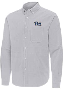 Mens Pitt Panthers Ash Antigua Porter Long Sleeve Dress Shirt