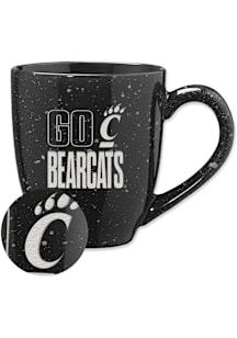 Cincinnati Bearcats Go Bearcats 16oz Speckle Ceramic Mug - Black
