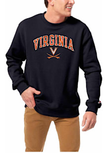 Virginia Cavaliers Mens Navy Blue Arch Mascot Long Sleeve Crew Sweatshirt