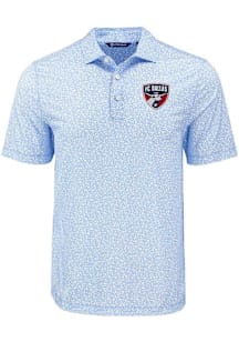 Cutter and Buck FC Dallas Mens Light Blue Pike Flora Short Sleeve Polo