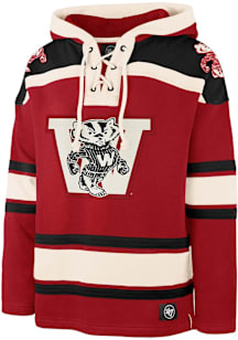 47 Wisconsin Badgers Mens Red  Long Sleeve Hoodie