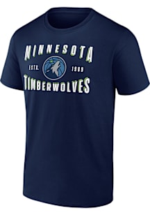 Minnesota Timberwolves Navy Blue Arch Name Short Sleeve T Shirt