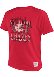 Original Retro Brand Nebraska Cornhuskers Red Football National Champs Short Sleeve Fashion T Shir..