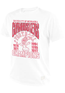 Original Retro Brand Nebraska Cornhuskers White Football National Champs Short Sleeve T Shirt