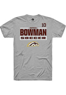 Sophia Bowman Western Michigan Broncos Grey NIL Stacked Box Short Sleeve Player T Shirt