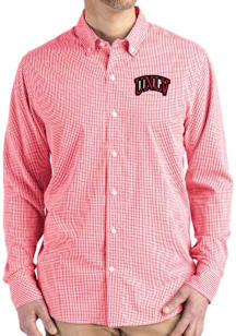 Mens USC Trojans Red Cutter and Buck Gingham LS Woven Long Sleeve Dress Shirt