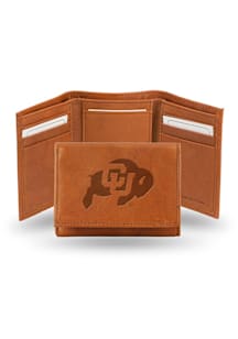 Colorado Buffaloes Embossed Leather Mens Trifold Wallet