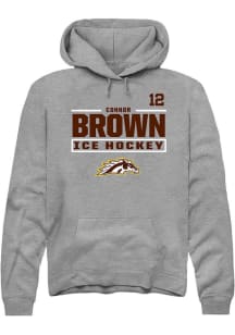 Connor Brown Rally Mens Grey Western Michigan Broncos NIL Stacked Box Player Hood