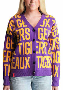 Lusso LSU Tigers Womens Purple Shea Long Sleeve Cardigan