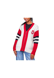 Womens Ohio State Buckeyes Red Lusso Shyla Long Sleeve Cardigan