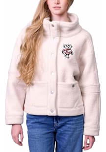 Womens Wisconsin Badgers Ivory Lusso Gaby Light Weight Jacket
